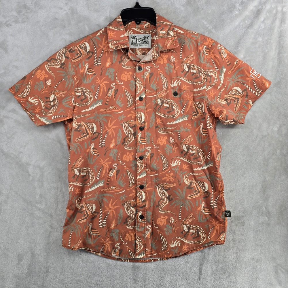 Howler Bros Texas Alligator Print Button Down Shirt Mens Size Small